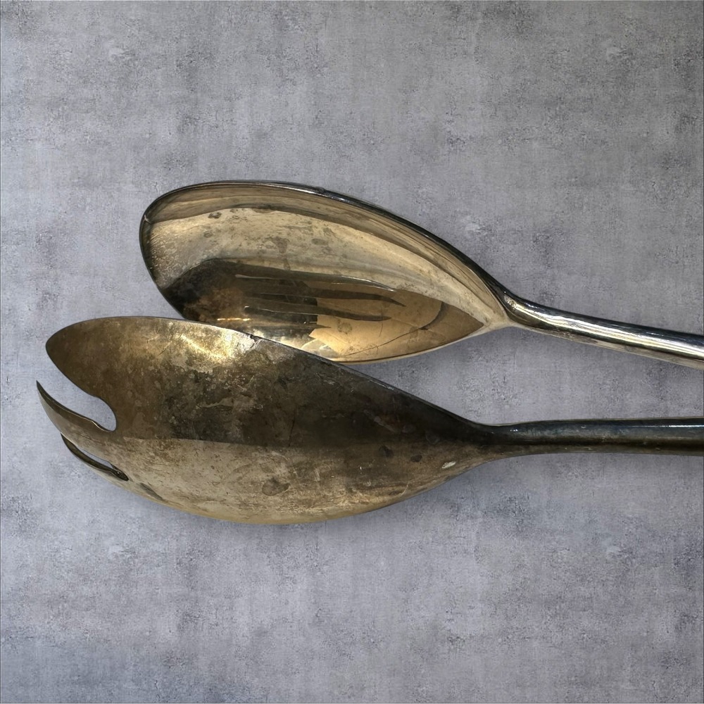 Vintage Silverplate Salad Tongs EP Zinc Alloy 10" Serving Utensil - Picture 6 of 7